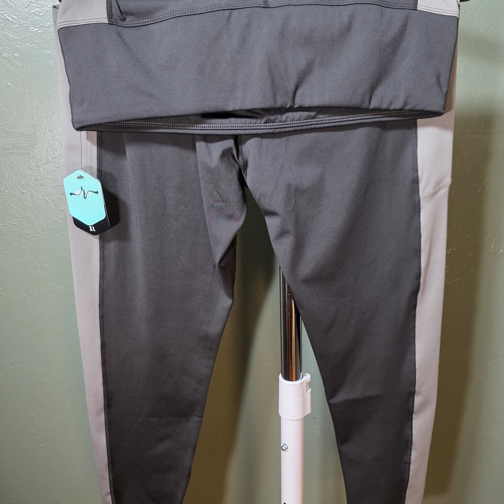 LuLaRoe Rise Brave Black and Gray Colorblock Leggings